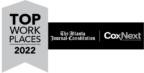 Atlanta Journal's top work places 2022 award logo.